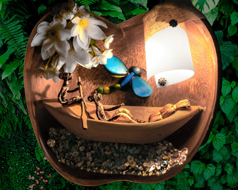 KataBidouille-Luminaire-La pirogue dans la pomme