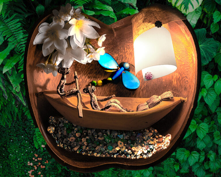 KataBidouille-Luminaire-La pirogue dans la pomme